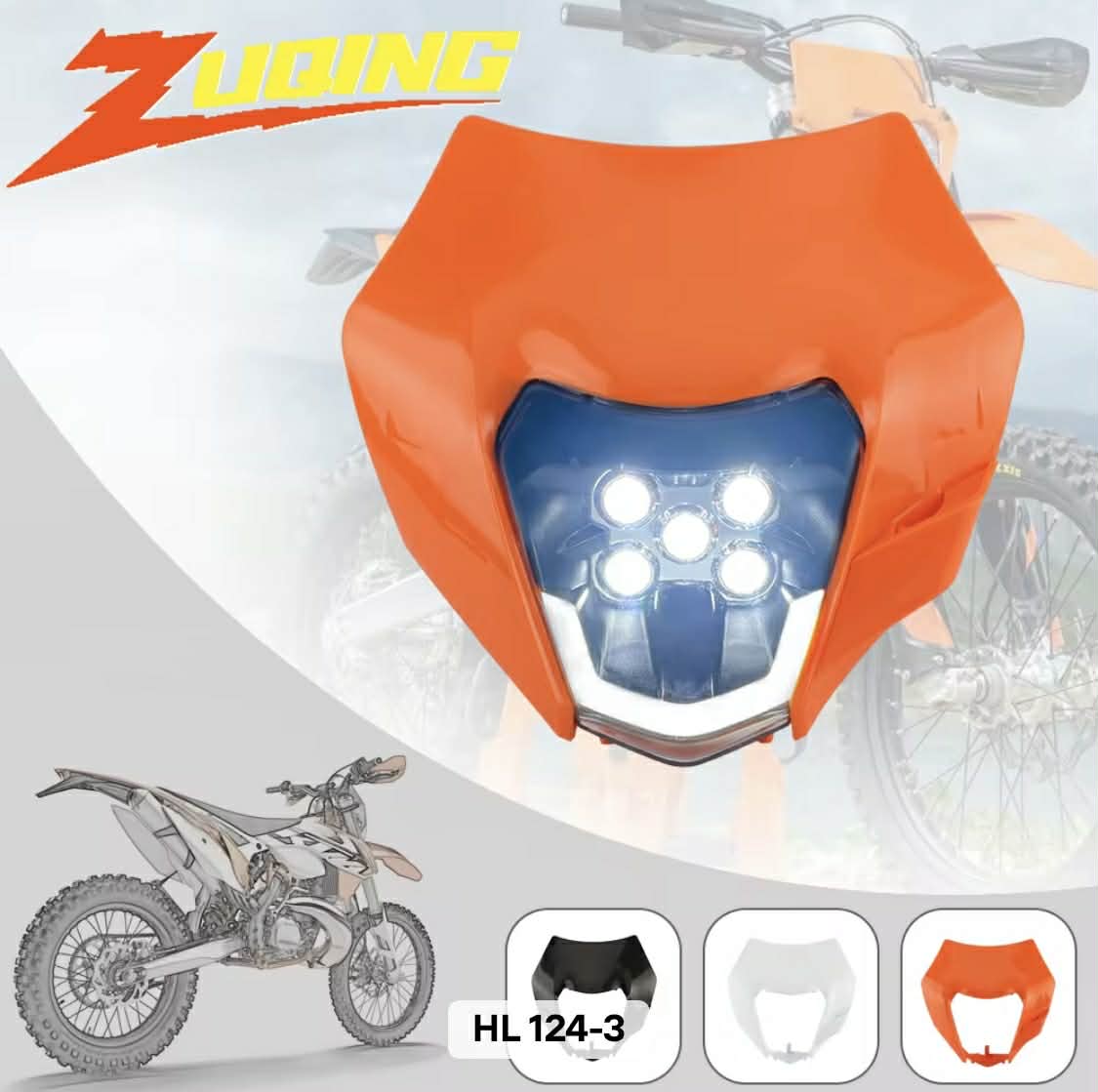 plaque phare type ktm EXC orange